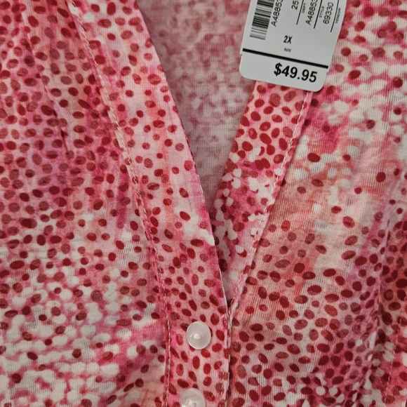 #28 Christopher & Banks Pink and White Blouse - Picture 2 of 2